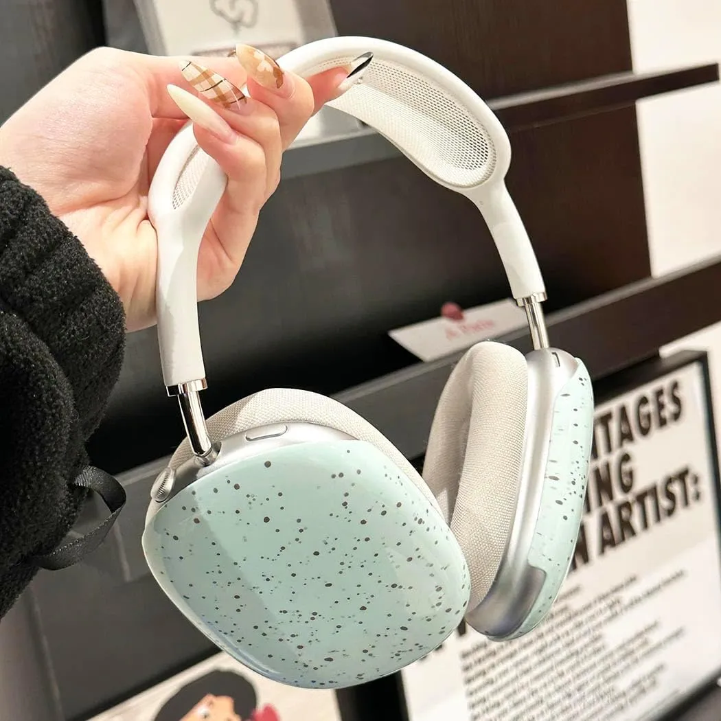Hardcase Compatible with Apple Airpods Max Case Cute Black Polka Dots Pattern Green Airpod Max Cover Cute Protective Hard Case for Airpods Max (Green)
