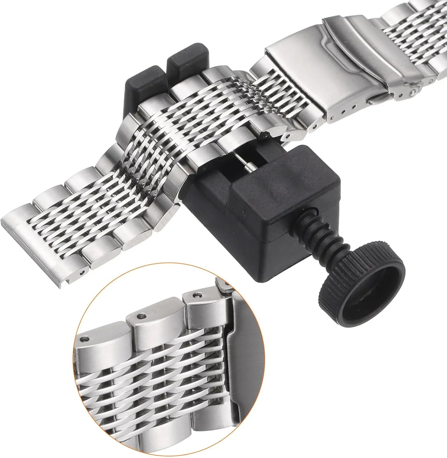 HARFINGTON Stainless Steel Mesh Watch Band Quick Release Metal Watch Strap Double-Lock Deployment Clasp Bands for Men Women
