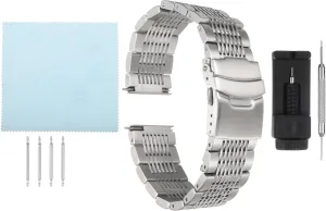 HARFINGTON Stainless Steel Mesh Watch Band Quick Release Metal Watch Strap Double-Lock Deployment Clasp Bands for Men Women