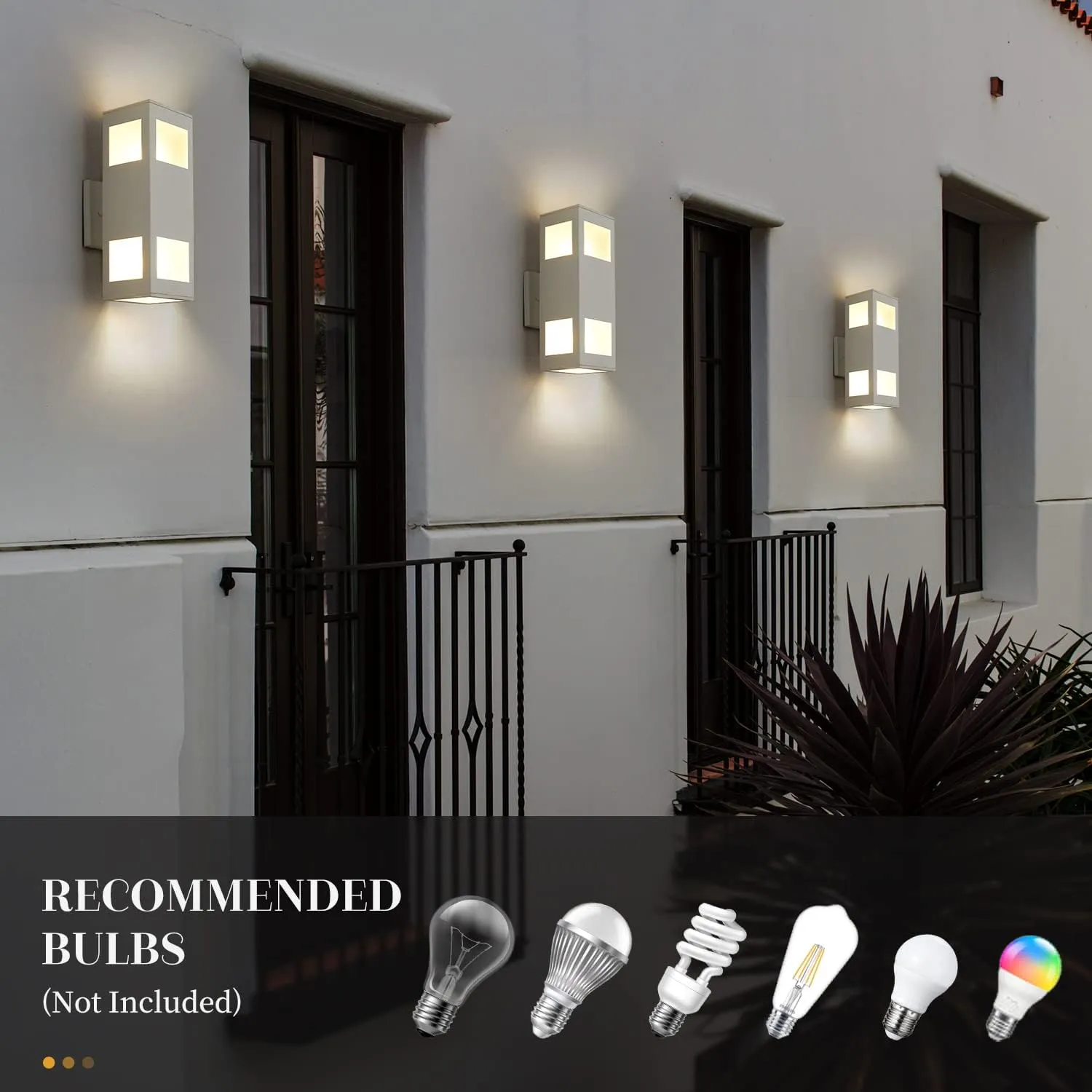 harriet Outdoor Wall Lights, Modern Porch Light Aluminum Waterproof, 13" Rectangular Exterior Lighting Fixture Up and Down Lighting for Outside,Garage,Patio, White