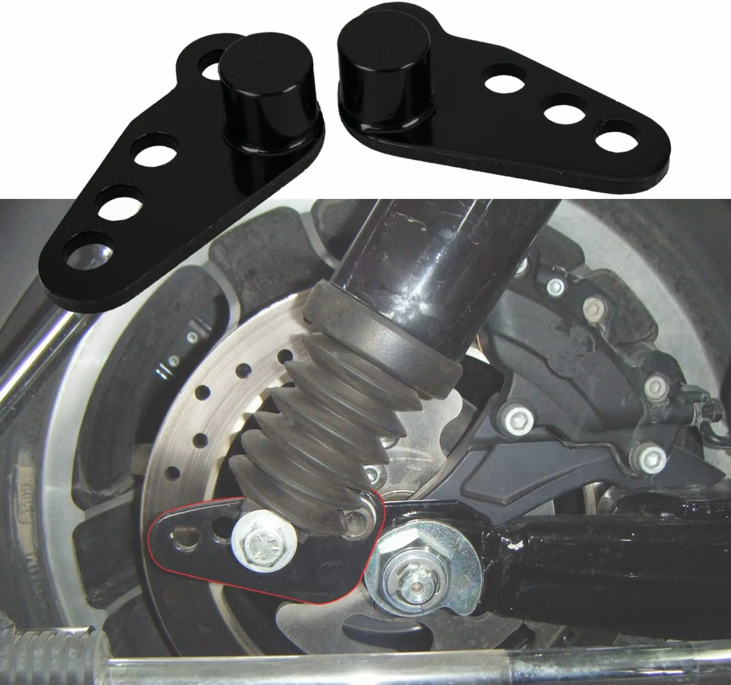Harvard Chrome Lowering Links Kit Rear Shock Blocks 1-3 Inch Adjustable for Harley Touring Street Glide/Road Glide/Electra Glide/Road King 02-14 15 16 (Air Shocks)
