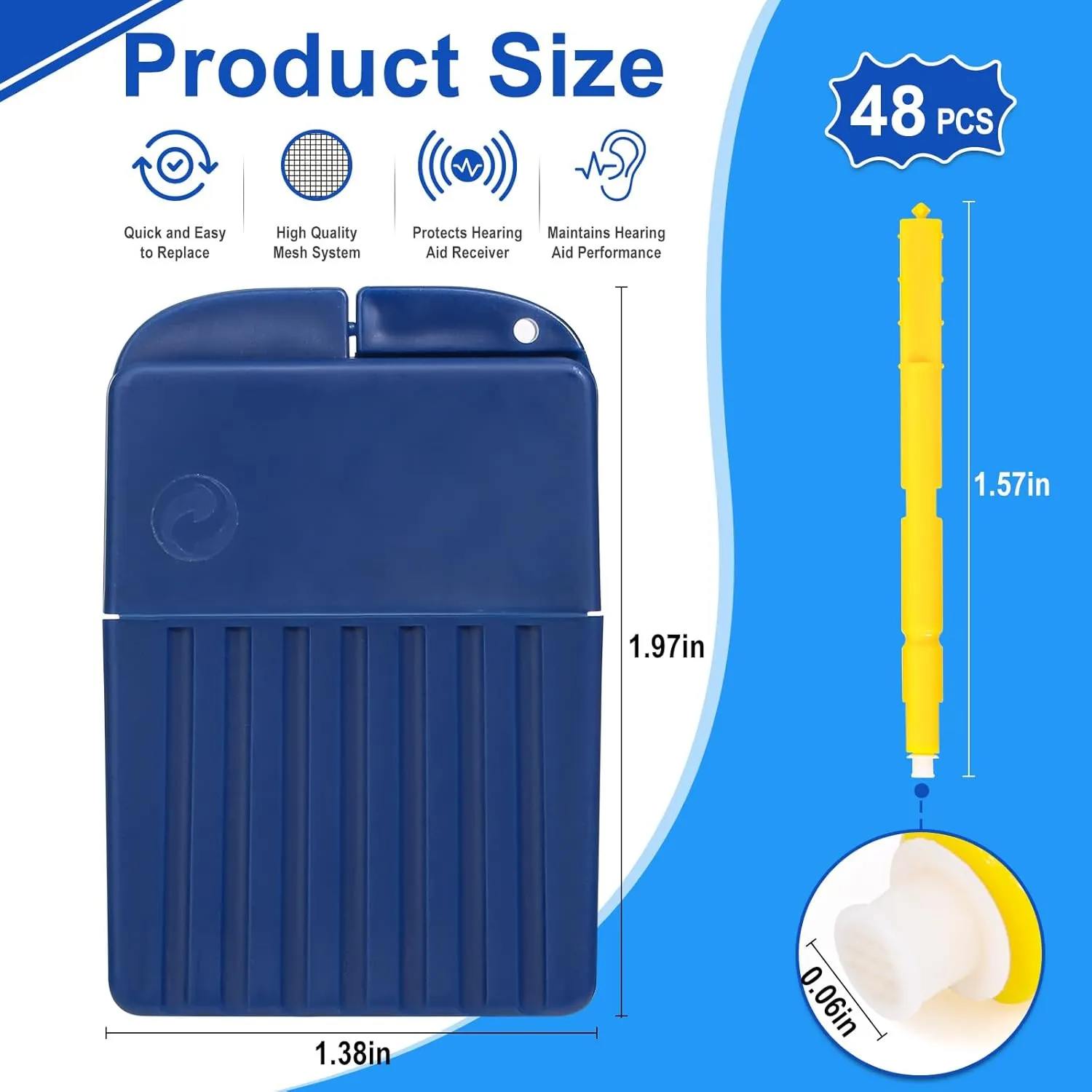 Hearing Aid Wax Guards Filters 48 Pcs Starkey Hearing Aid 1.5 mm Hearing Aids Cleaning Tools Accessories Resound Wax Guards Filters Supplies 6 Packs Earwax Filters Replacement Parts Kits