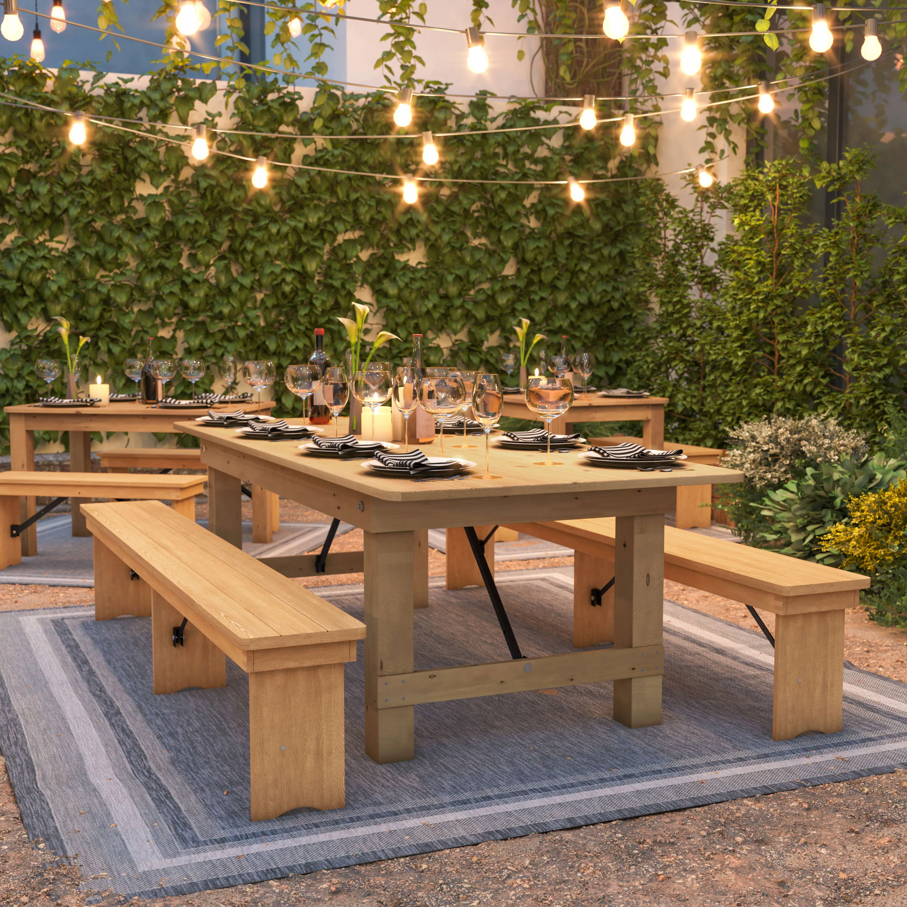 HERCULES Series 8' x 40" Solid Pine Folding Farm Table
