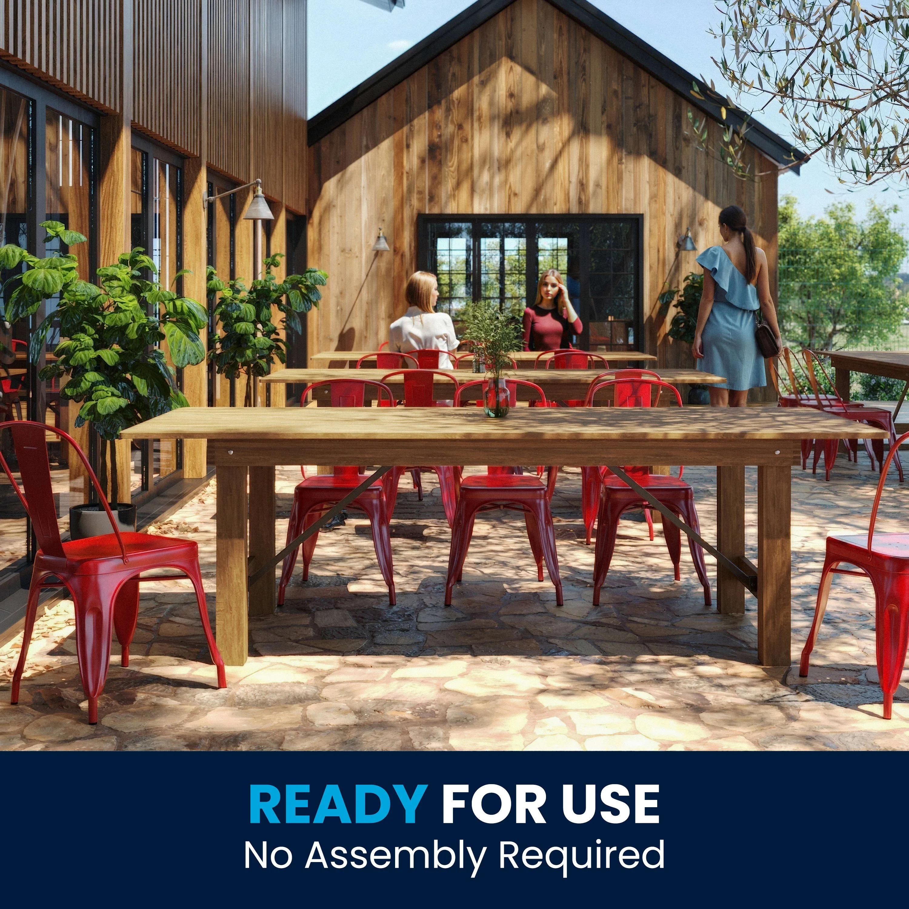 HERCULES Series 8' x 40" Solid Pine Folding Farm Table