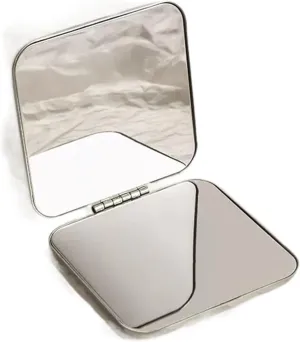 HIHELO Makeup Mirror Mirror Female Portable Portable Folding Double-Sided Stainless Steel Makeup Mirror Student Mini Make-up Mirror Vanity Mirror with Lights (Color : A)