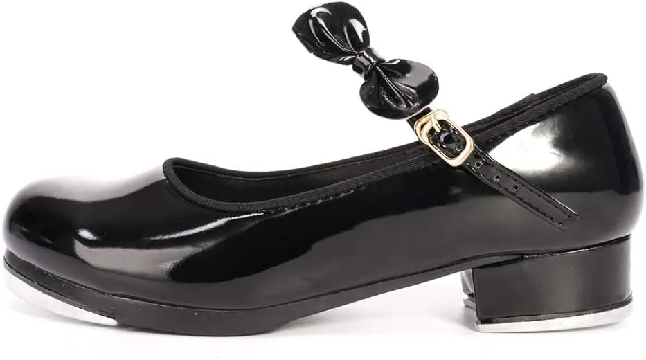 HIPPOSEUS Girls Tap Dance Shoe for Beginner Mary/Jane Dancing Shoes for Tap Danceing with Bow 208