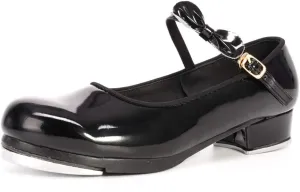 HIPPOSEUS Girls Tap Dance Shoe for Beginner Mary/Jane Dancing Shoes for Tap Danceing with Bow 208