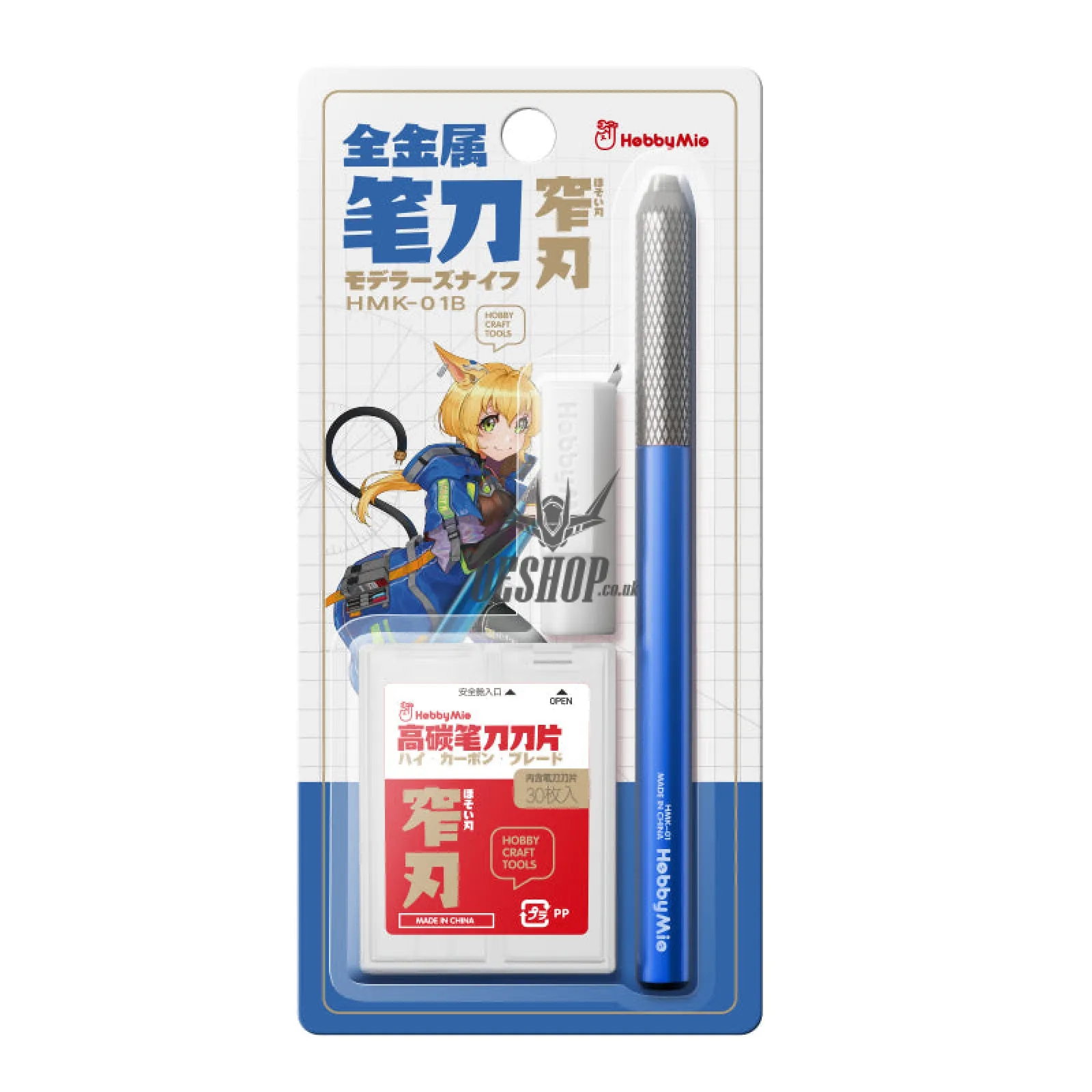 HobbyMio HMK-01 Metallic Pen Knife Narrow Blade Knife Set (Pen Knife   Original Blade 30 PCS)