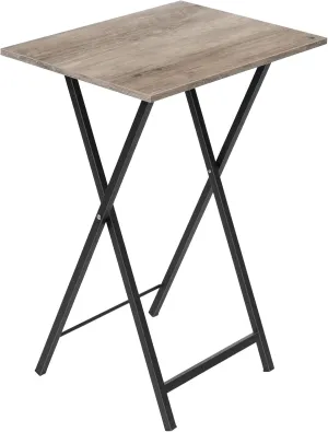 HOOBRO Folding TV Table, TV Tray, Stable Snack Table for Small Space, Portable Sofaside Desk, Easy Assembly and Storage, Ideal for Snacks and Meals in Living Room, Greige and Black BG15BZ01
