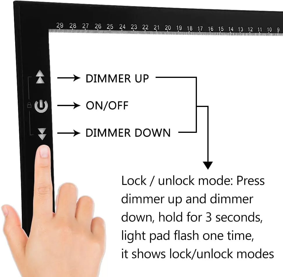 HSK A4 Artist tracing Light Box Copy Table,USB Power Dimmerable 7000 Lux Lock Button Artcraft Light Pad for Tatto Drawing, Sketching, Animation,Diamond Painting