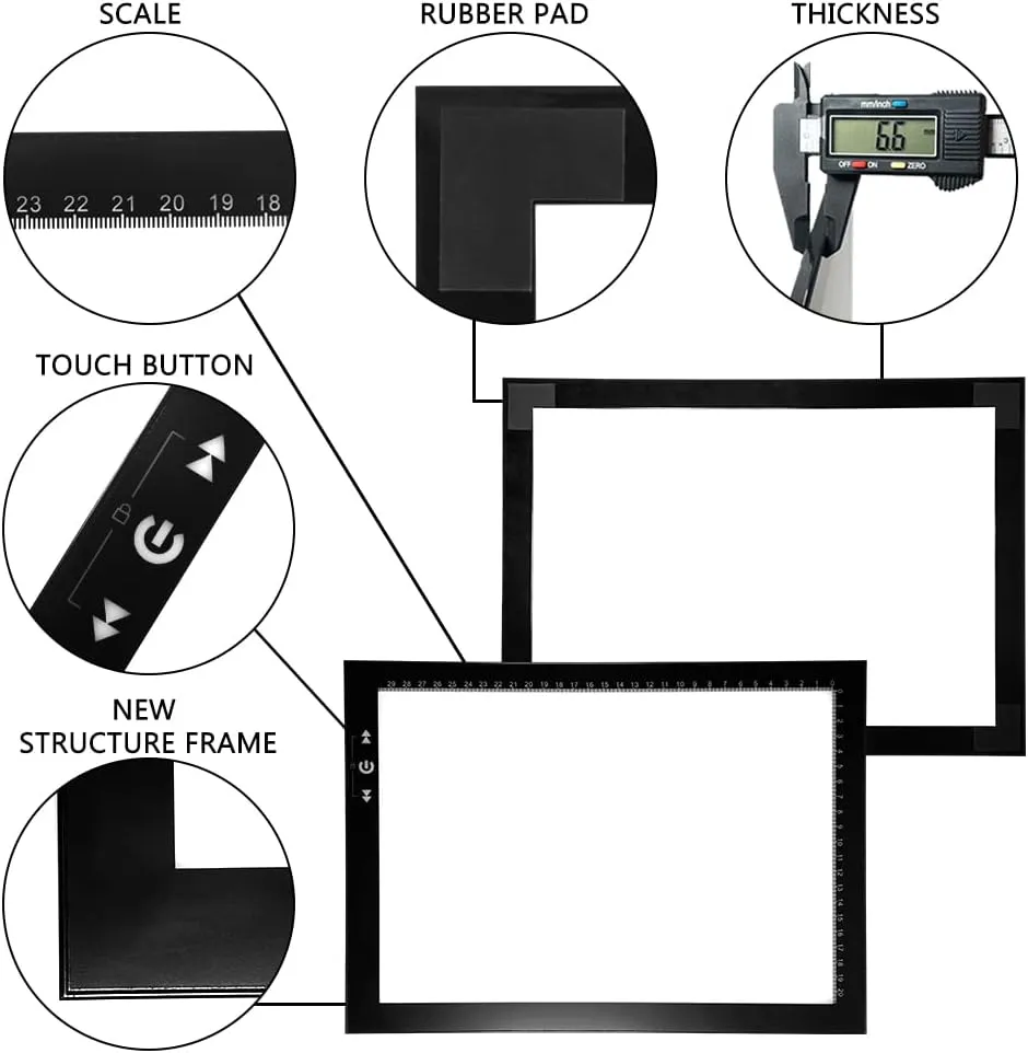 HSK A4 Artist tracing Light Box Copy Table,USB Power Dimmerable 7000 Lux Lock Button Artcraft Light Pad for Tatto Drawing, Sketching, Animation,Diamond Painting