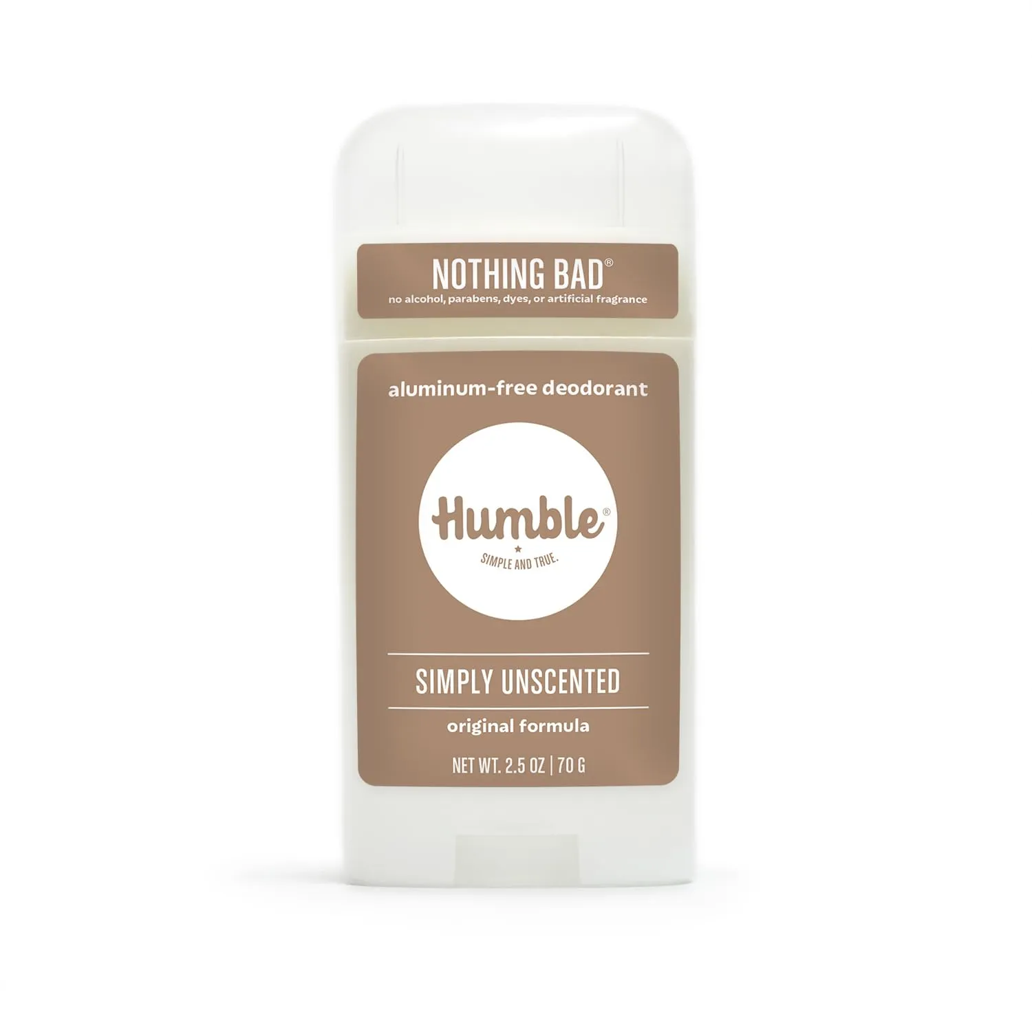 HUMBLE BRANDS Original Formula Aluminum-free Deodorant. Long Lasting Odor Control with Baking Soda, Simply Unscented, Pack of 3