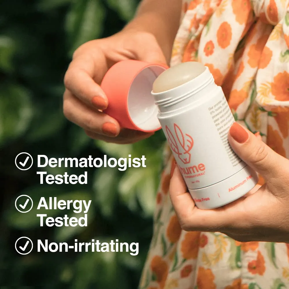 Hume Supernatural Aluminum Free Deodorant for Women & Men - Safe for Sensitive Skin - Probiotic, Plant-Based, Baking Soda Free, Aloe, & Cactus Flower, Anti Sweat, Stain & Odor - Wild Coral, 3-Pack