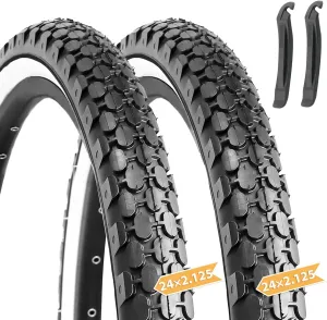 Hycline 2 Pack Bike Tire,24/26x2.125 Inch Folding Replacement Tire for Beach Cruiser Bicycle