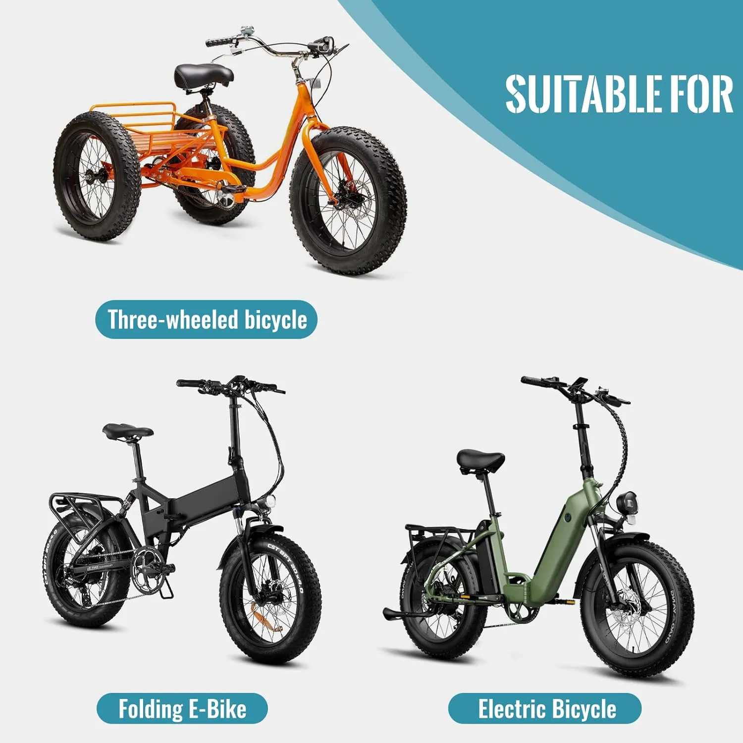 Hycline Ebike Replacement Fat Tire: 20x4.0 Inch Heavy Duty Folding Electric Fat Tires, All-Terrain High-Density Bicycle Tires for Street or Trail Riding
