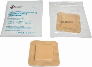Hydrocellular Foam Dressings Silicone Adhesive with Border - 4 x 4 inches (10 pcs per Pack) | Gentle Adhesive, Sterile, Soft, Breathable, and Comfortable for Wounds, Cuts, and Scrapes