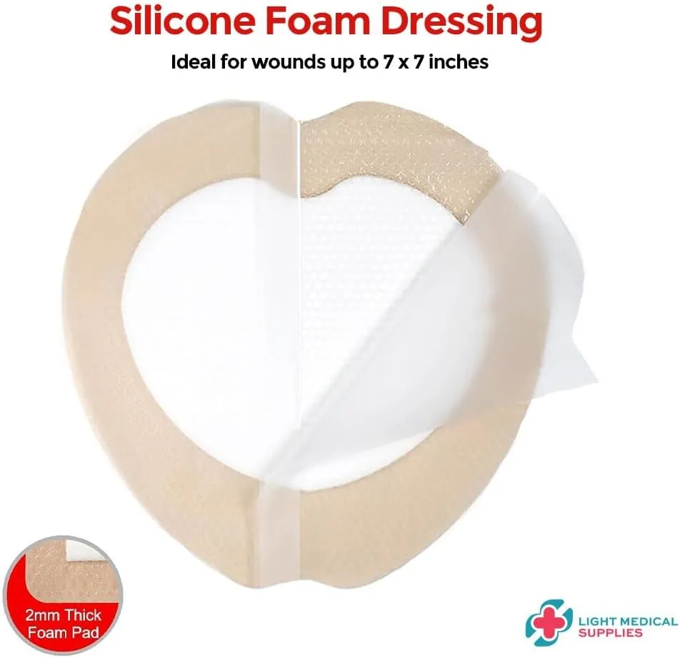 Hydrocellular Foam Dressings Silicone Adhesive with Border - 7 x 7 inches (5 pcs per Pack) | Gentle Adhesive, Sterile, Soft, Breathable, and Comfortable for Wounds, Cuts, and Scrapes
