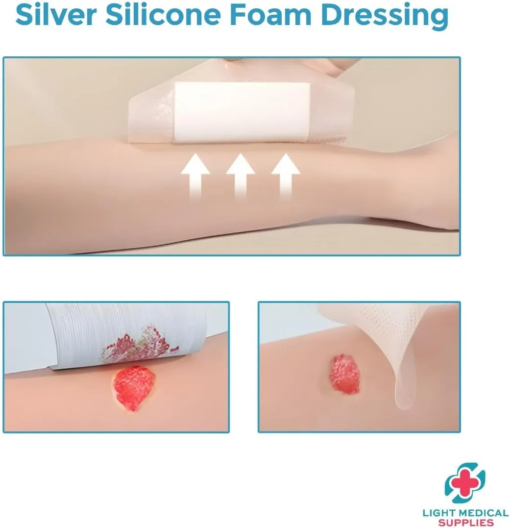 Hydrocellular Foam Dressings Silicone Adhesive with Border - 7 x 7 inches (5 pcs per Pack) | Gentle Adhesive, Sterile, Soft, Breathable, and Comfortable for Wounds, Cuts, and Scrapes