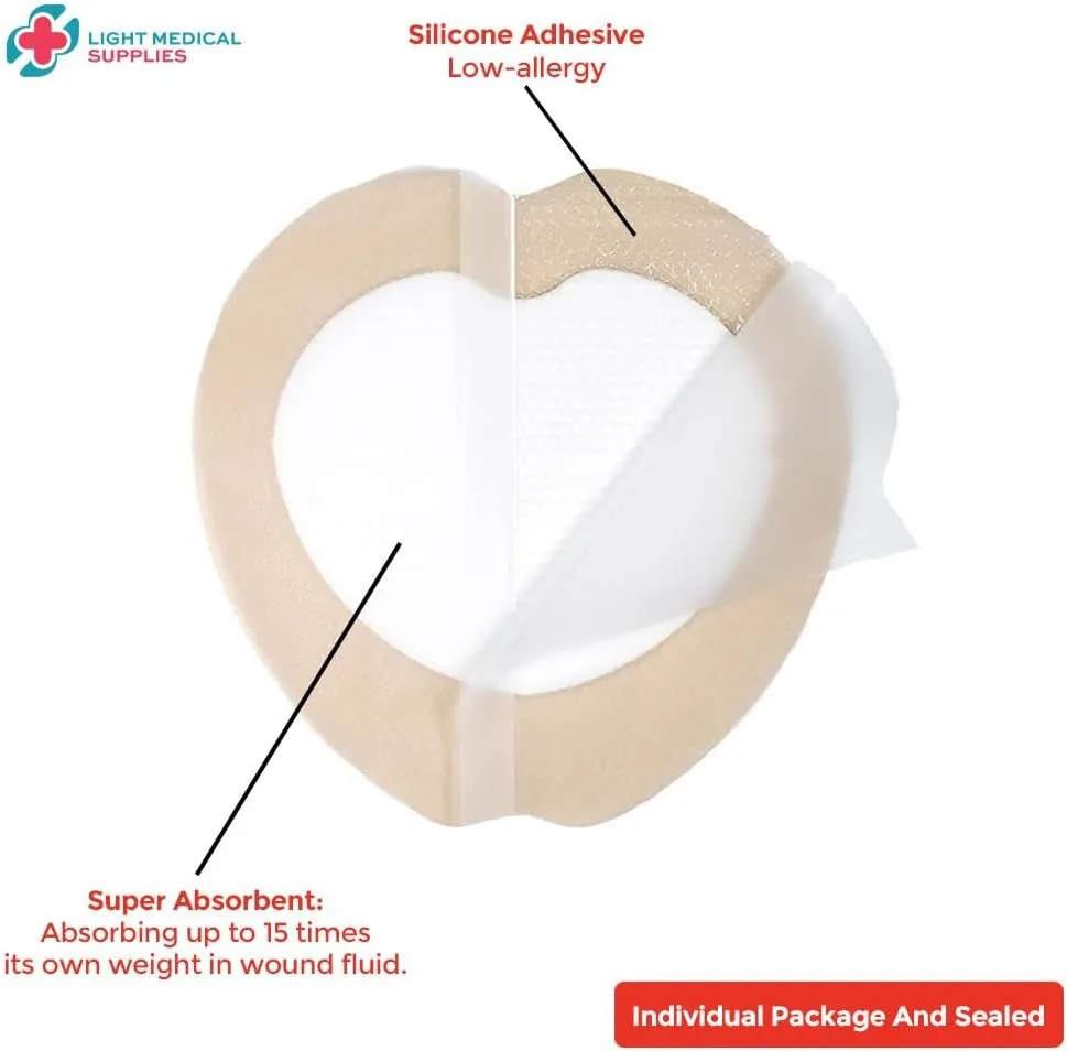Hydrocellular Foam Dressings Silicone Adhesive with Border - 7 x 7 inches (5 pcs per Pack) | Gentle Adhesive, Sterile, Soft, Breathable, and Comfortable for Wounds, Cuts, and Scrapes