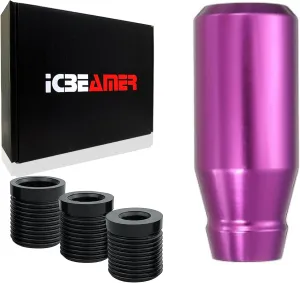 ICBEAMER Purple Aluminum Shift Knob | Fits Automatic and 4, 5, 6 Speed Manual Transmission Vehicles | Interior Car Gear Lever Stick Shift Handle | Automotive Replacement Parts | 1 Piece