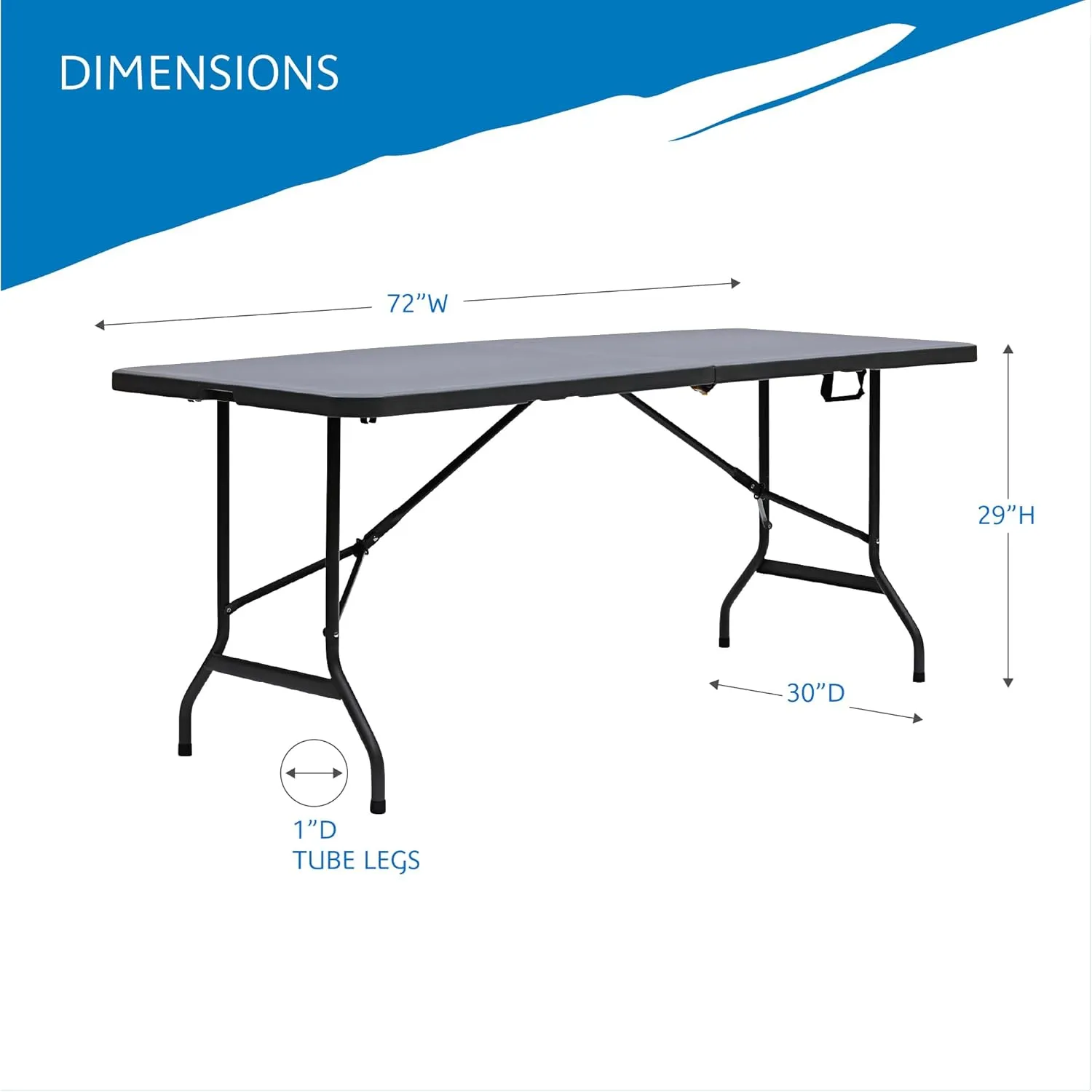 Iceberg 65467 IndestrucTable Too Center-Folding Table, 1200 Series, 30" Width x 72" Length, 29" Tall, Charcoal