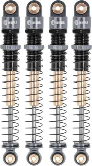 INJORA 51mm Shocks-Long Travel Threaded Double Barrel Damper for Axial AX24 SCX24 Upgrade 1/24 RC Crawler（Grey）