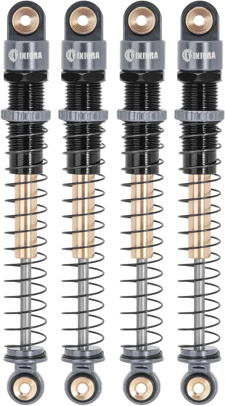 INJORA 51mm Shocks-Long Travel Threaded Double Barrel Damper for Axial AX24 SCX24 Upgrade 1/24 RC Crawler（Grey）