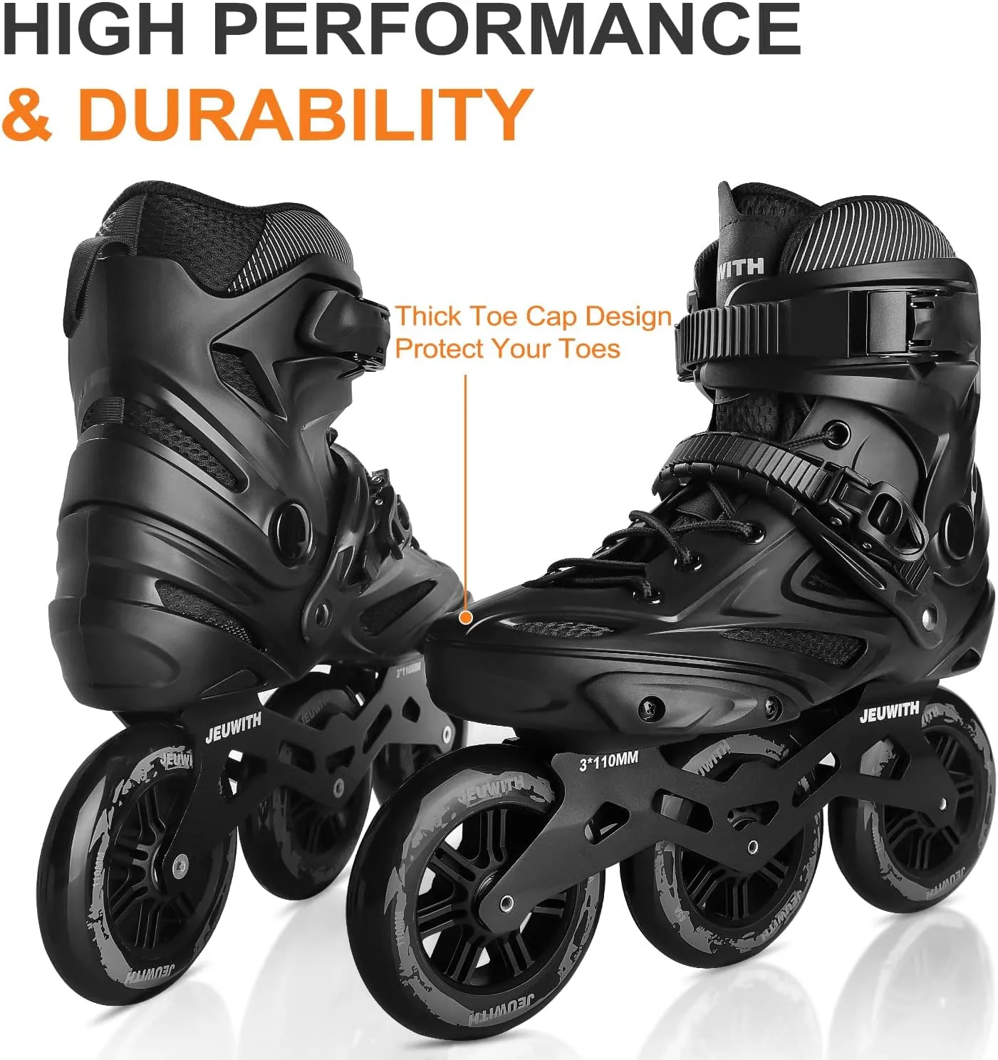 Inline Skates, 3 Wheels 110mm Roller Skates Blades for Adult Women Men, Professional Outdoor Fitness Inline Speed Skates for Unisex