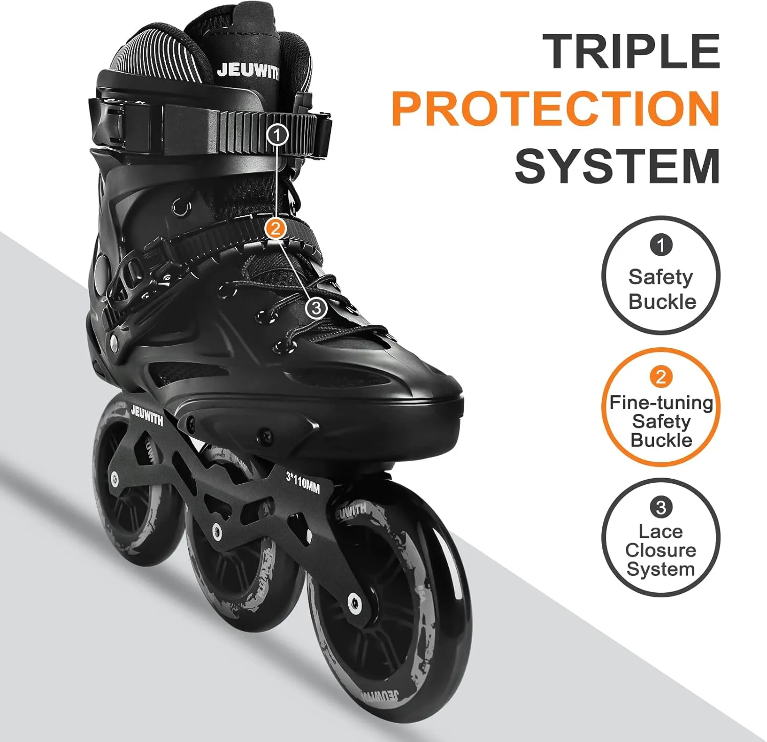 Inline Skates, 3 Wheels 110mm Roller Skates Blades for Adult Women Men, Professional Outdoor Fitness Inline Speed Skates for Unisex