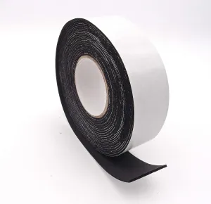 Insulation Black Foam Tape Adhesive Seal for Pipes, Doors, Windows - Universal Weather/Air Sealer, Waterproof - 2" x 30' Roll (1/8" Thick)