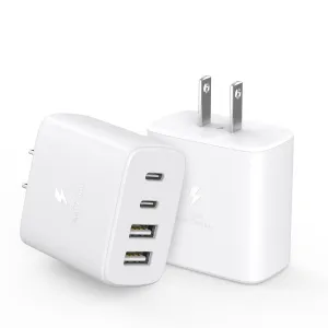 iPhone 16 Charger Cube Block,40W 2Pack 4Port PD USB C Charger Block Power Adapter QC Wall Charger Plug Fast Charging Block Multiport Brick for iPhone 16 Pro Max/iPhone 15/14/13/12/iPad Pro/Air/Samsung