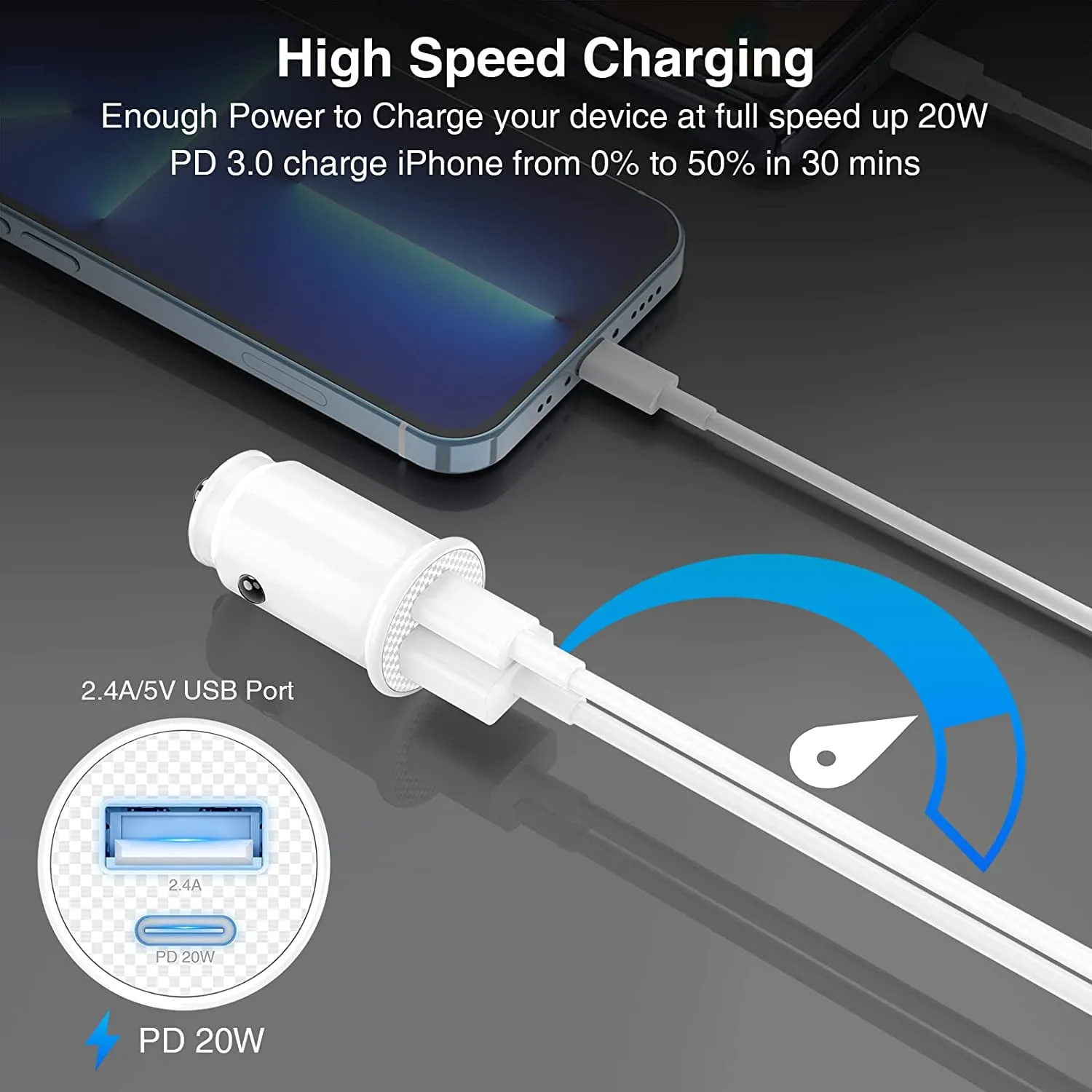 iPhone Fast Car Charger, [Apple MFi Certified] Apple Car Charging Adapter, Dual Port USB A and USB C Plug with 2Pack 6ft Lightning Cable for iPhone 15/14/13/12/11 iPad Case
