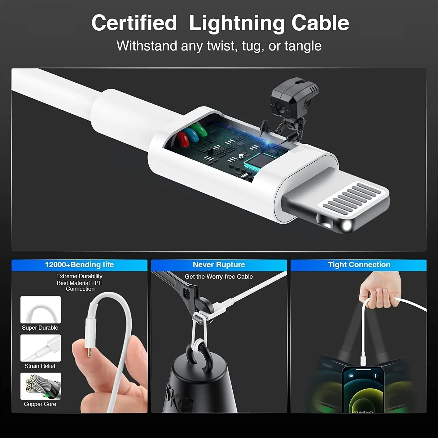 iPhone Fast Car Charger, [Apple MFi Certified] Apple Car Charging Adapter, Dual Port USB A and USB C Plug with 2Pack 6ft Lightning Cable for iPhone 15/14/13/12/11 iPad Case