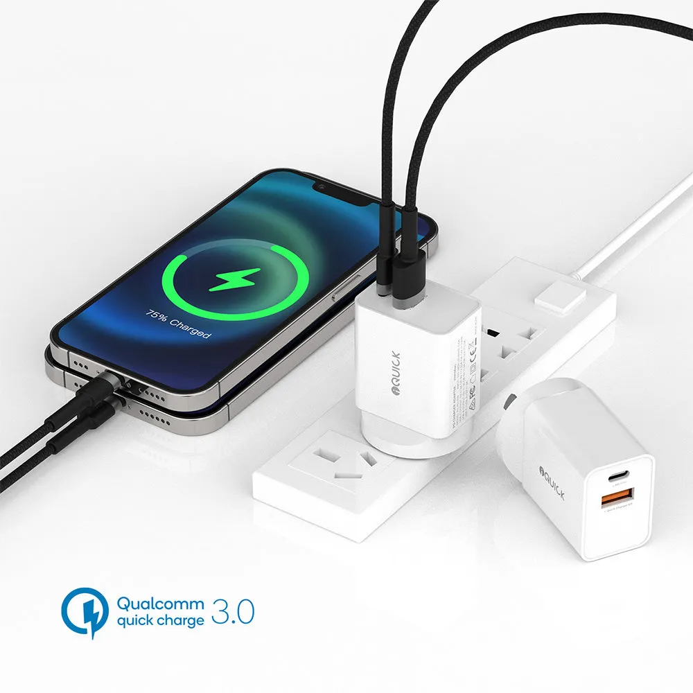 iQuick 30W PD3.0 QC3.0 Dual Port Charger - White