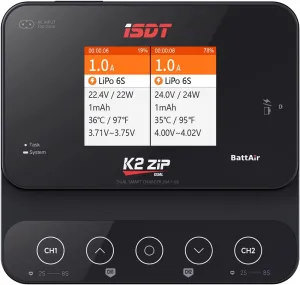 ISDT K2 Zip Lipo Battery Balance Charger Discharger 1-8S AC 200W DC 500Wx2 20A Smart Charger for Life, Lilon, LiPo, LiHv/Pb/NiMH Battery Balance Charger