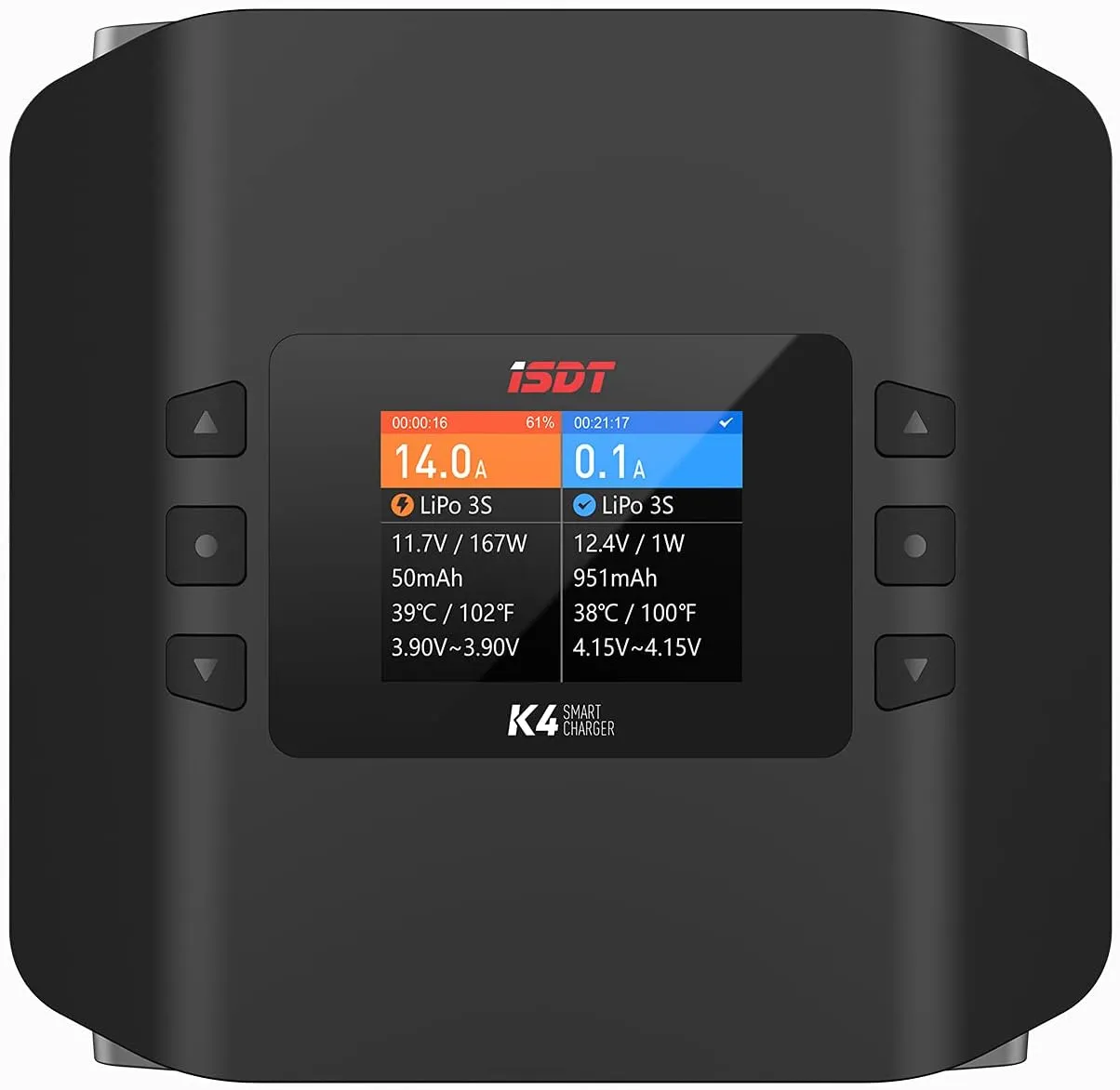 ISDT K4 Lipo Battery Balance Charger Discharger 1-8S AC 400W DC 600Wx2 Smart Charger for Life, Lilon, LiPo, LiHv/Pb/NiMH Battery Balance Charger