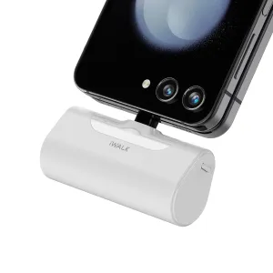 iWALK Small USB-C Portable Charger, 4500mAh Portable Charger for iPhone 16/15 16 Plus 16 Pro Max Mini Power Bank for Samsung Galaxy S25 S24 S23, Z Flip 5, Note, Moto, LG, Google Pixel, White