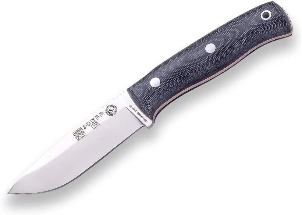 Joker Bushcraft Sports Knife Lynx 111, Blade 4.13 inches of Böhler N695, Available in different case and handle options, Tool for Fishing, Hunting, Camping and Hiking (Micarta Canvas, Kydex Sheath   FireStarter)