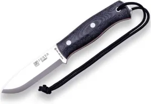 Joker Ember Scandi CM122-P Outdoor Tool with Leather Sheath – 4.13" Sandvik 14C28N Steel Blade – Versatile Knife for Fishing, Camping, Hiking and Bushcraft (Micarta Canvas, Leather Sheath with FireStarter)