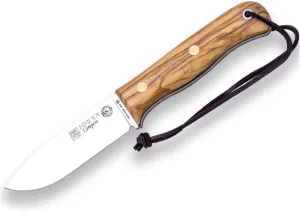 Joker Hunting Knife CO112-P BS9 Campero, Blade 4.13 inches Steel of SANDVIK 14C28N, with Brown Leather Sheath, Tool for Fishing, Hunting, Camping and Hiking (Olive Wood, Leather Sheath   FireStarter)