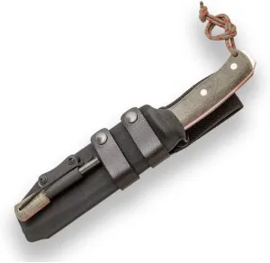 Joker Survival Knife Nomad 6.5" CV137-F, Micarta Canvas Handle, 6.5-inch Blade, Kydex Sheath, Includes Firestarter, Fishing Tool, Hunting, Camping, and Hiking Gear.