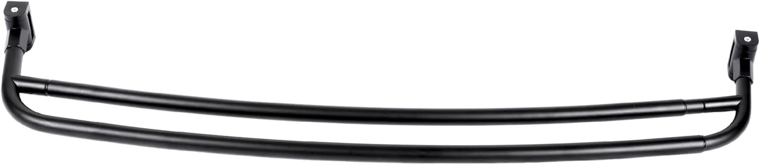 JS Jackson Supplies Double Curved Shower Rod, Metal Construction, Adjustable Between 44 to 70 Inches, Aluminum Rods and Zinc Mounting Hardware, Quality Modern Bathware, Black Finish