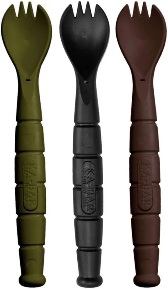 Kabar - Field KIT Spork/Knife - 3 Pac with 1 OD Green - 1 Black - and 1 Dark Brown