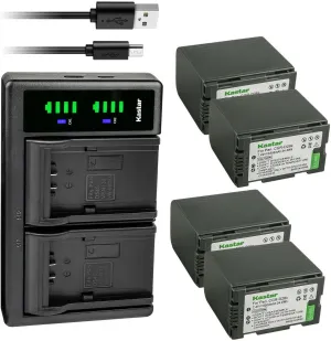 Kastar 4-Pack CGR-D28 Battery and LTD2 USB Charger Replacement for Panasonic CGR-D320E/1B, VW-VBD25, CGA-D08, CGA-D08A/1B, CGA-D08R, CGA-D08S, CGA-D08SE/1B, CGA-D120, CGA-D120A/1B, CGA-D120E/1B