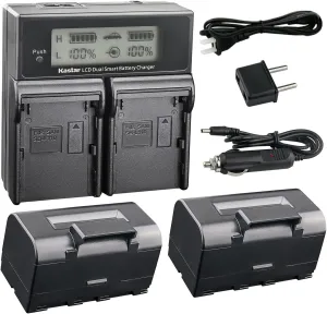 Kastar Battery 2 Pack and LCD Dual Fast Charger for Topcon BT-65Q, Topcon BC-30 BC-30D BT-30, Topcon Total Stations FC-200 FC-2200 FC-2500 GPT-7000i GTS-750 GTS-751 GPT-7500 GTS-900 GPT-9000