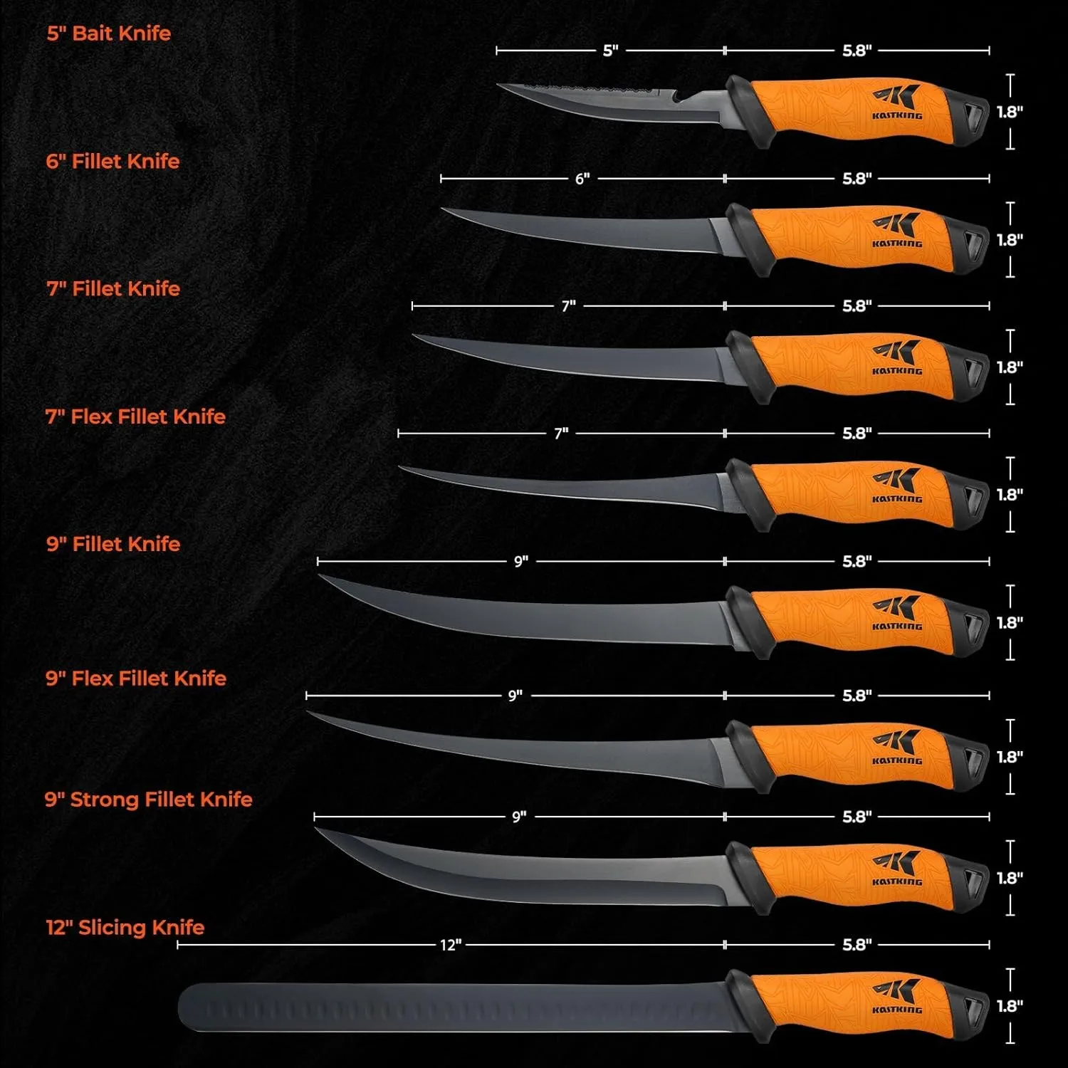 KastKing Speed Demon Pro Fillet Knife - Razor Sharp G4116 German Stainless-Steel Blade, Professional Level Knives for Filleting and Boning, Non-Slip Handles, Includes Protective Sheath
