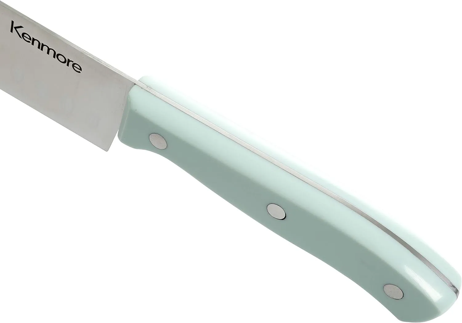 Kenmore Kane Stainless Steel Stamped Triple-Riveted Knife Block Set, 14-Piece, Glacier Blue