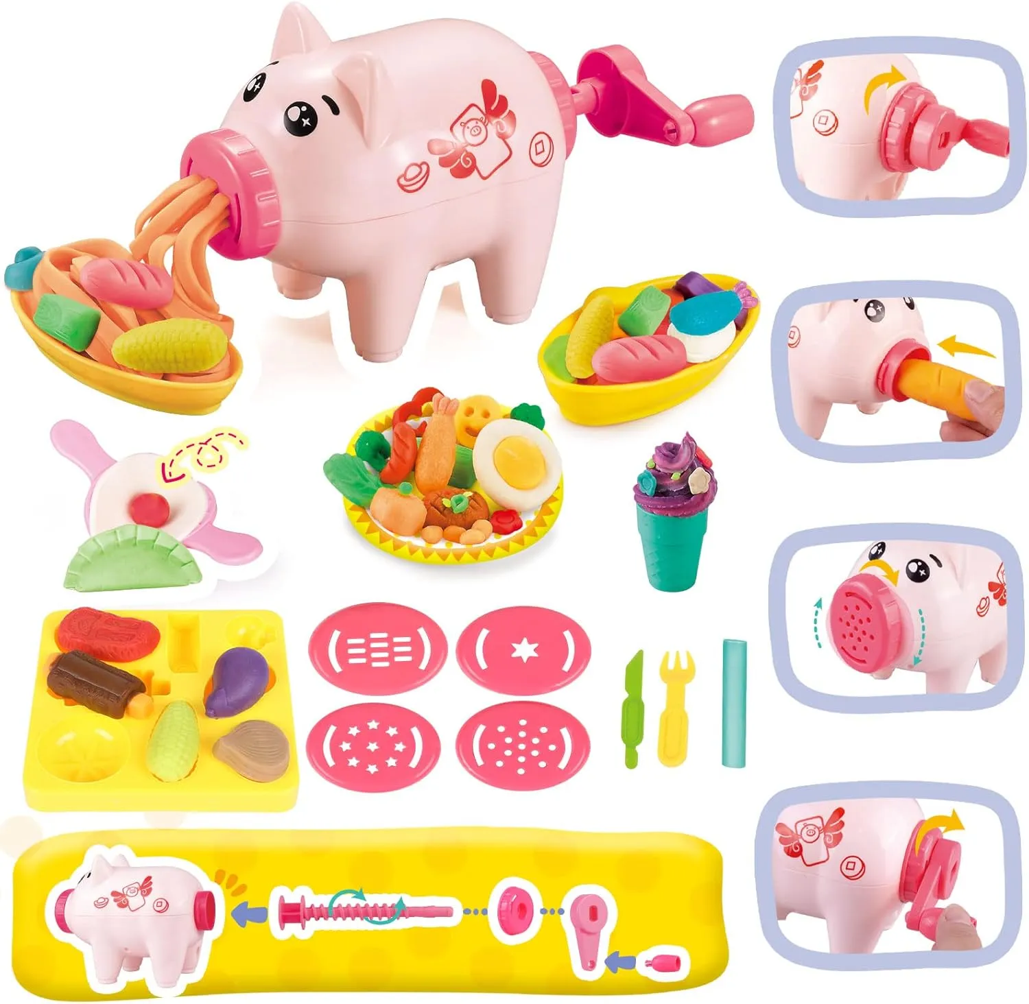 Kitchen Creations Noodle Party Color Dough Toys & Ultimate Swirl Ice Cream Maker Play Food Sets for Kids 3 Years and Up