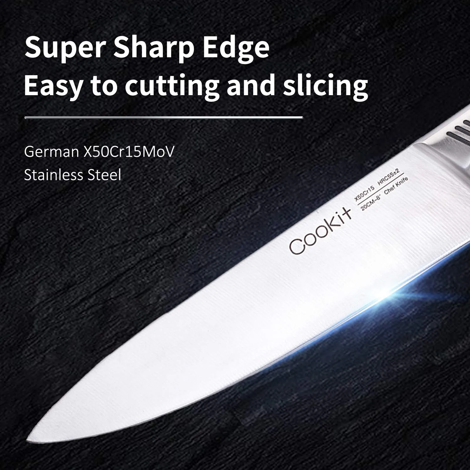 Kitchen Knife Set; 15 Piece Knife Sets with Block; Chef Knives with Non-Slip German Stainless