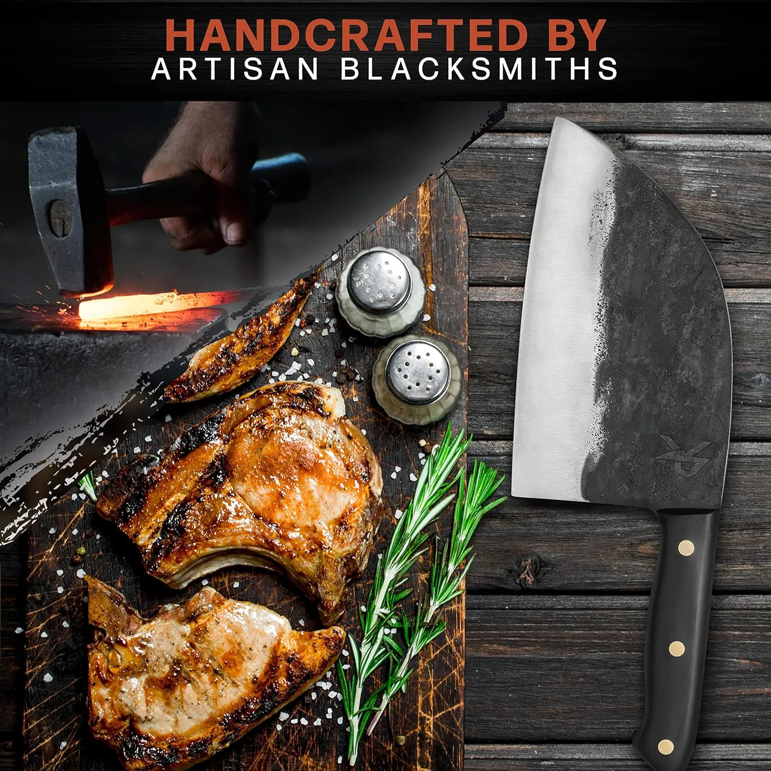 Kitchen perfection Handmade Meat Cleaver Knife For Meat Cutting - Professional 7" Serbian Chef Knife – Made of High Carbon Steel – Hand Sharpen Butcher Knife w/Canvas Sheath, Unique Gifts For Men